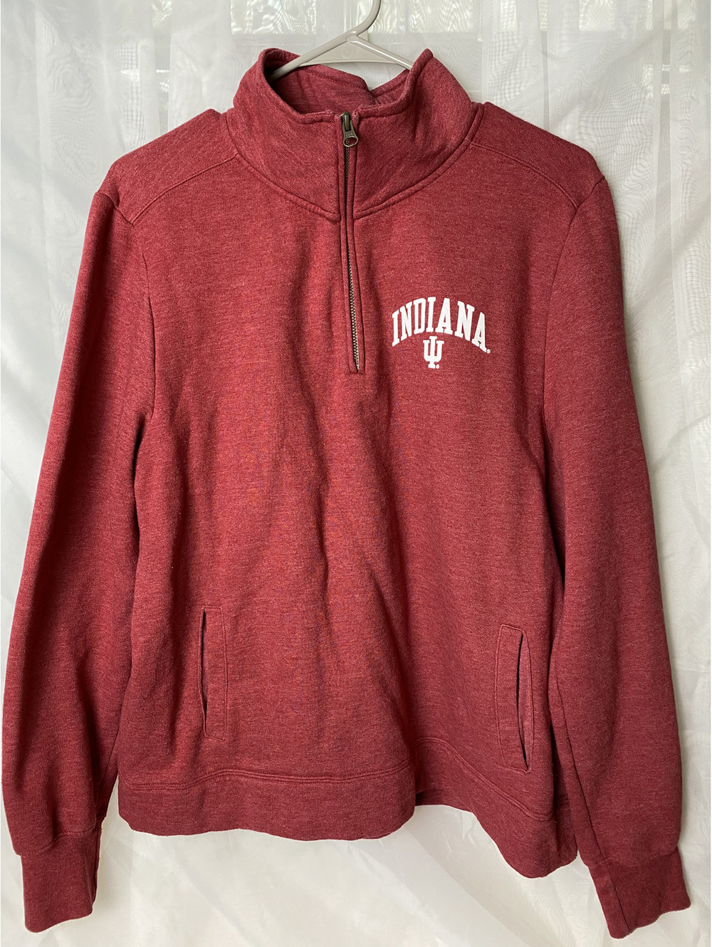Indiana IU Hoosier quarter zip fleece pullover red XL